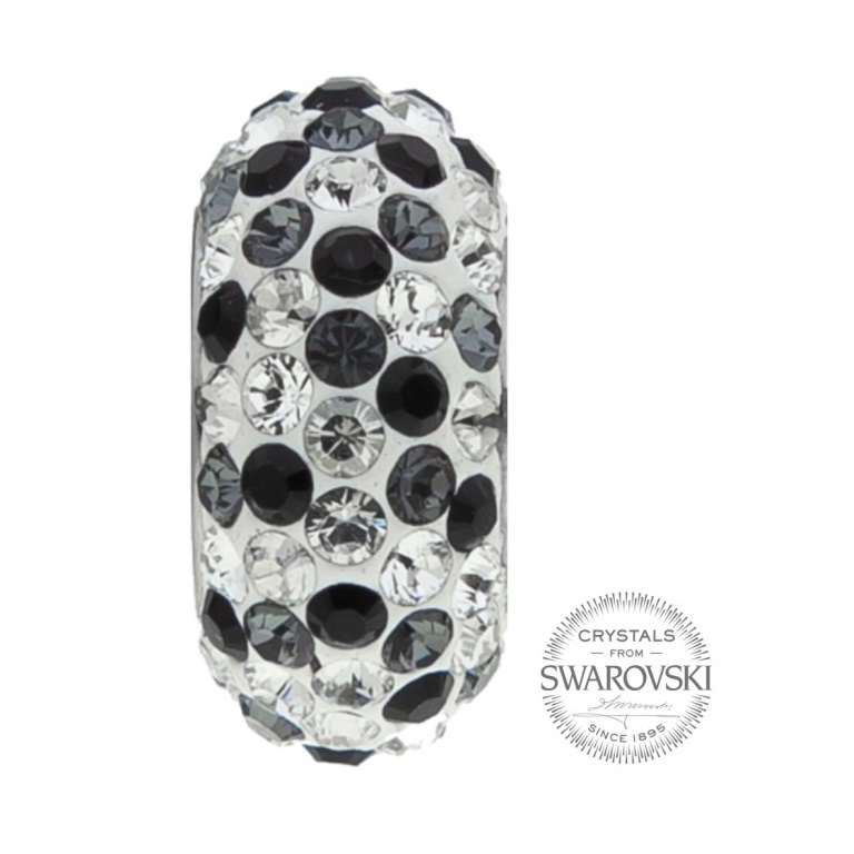 Korálek s krystaly Swarovski - MIX BLACK White Steel 1/1