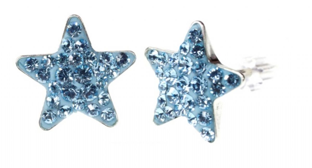 Náušnice SWAROVSKI krystaly - Sparkly hvězda aquamarine 1/1