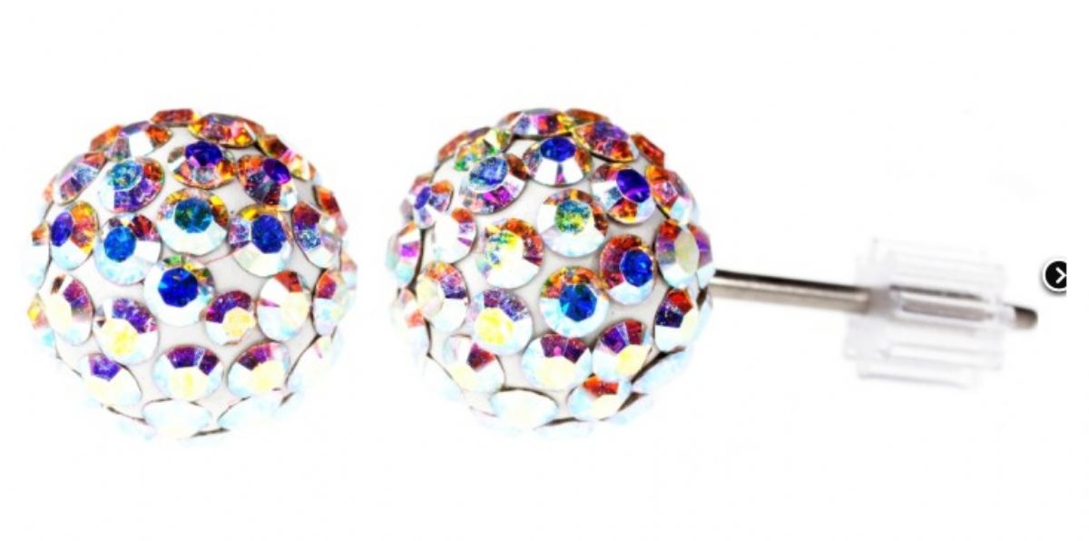 Náušnice SWAROVSKI krystaly - Sparkly ball crystal AB 1/1