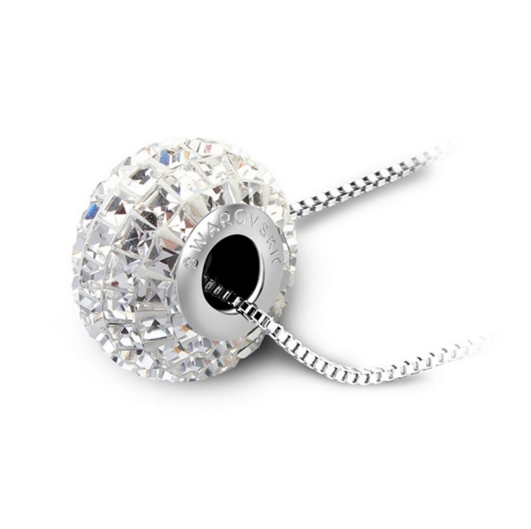 Stříbrný náhrdelník s korálkem Swarovski - Crystal (square) 1/2