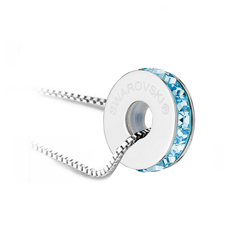 Stříbrný náhrdelník s korálkem Swarovski - Stopper Aquamarine 1/2