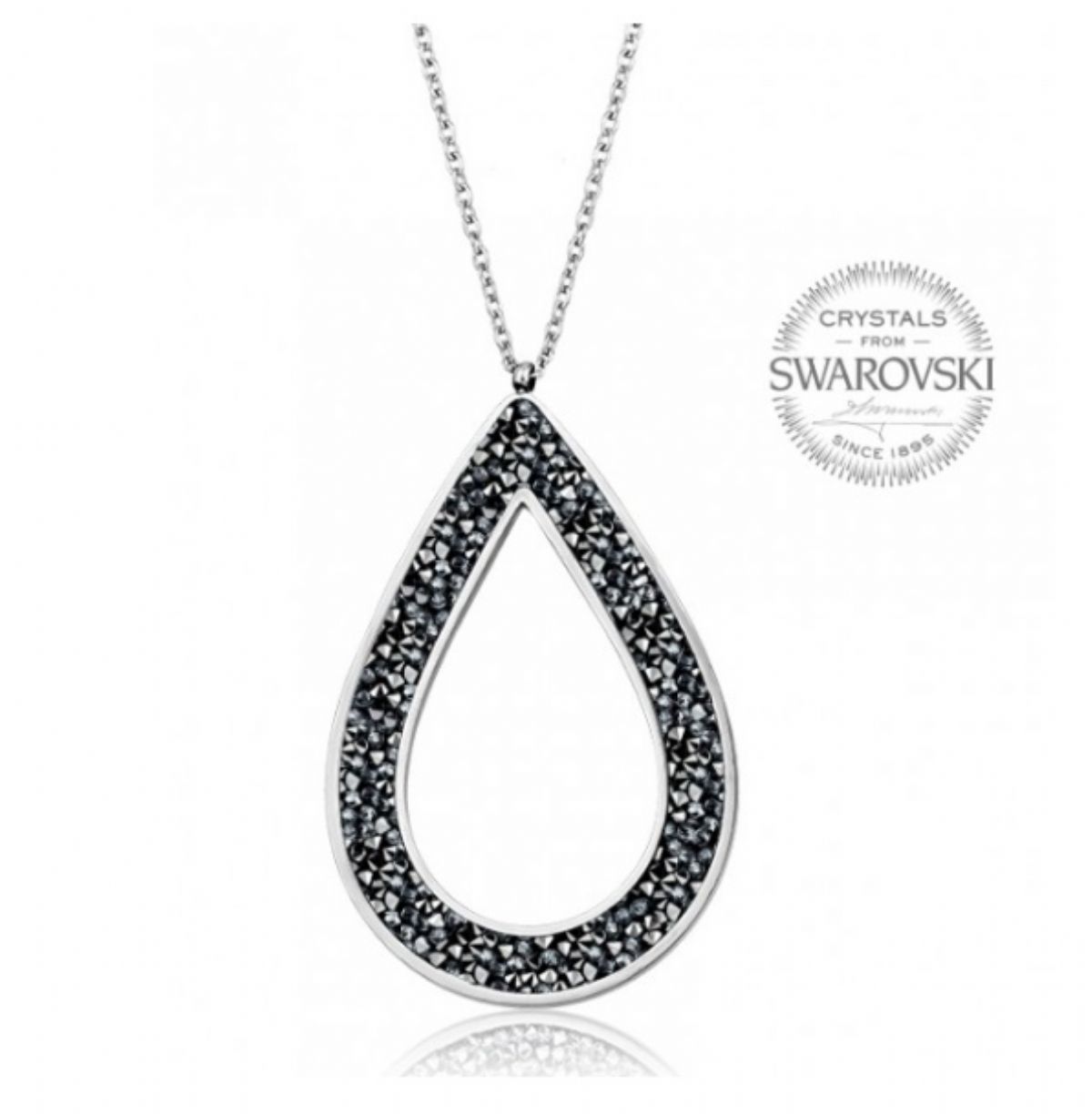 Ocelový náhrdelník SWAROVSKI krystaly - Rocks pear grey 1/1