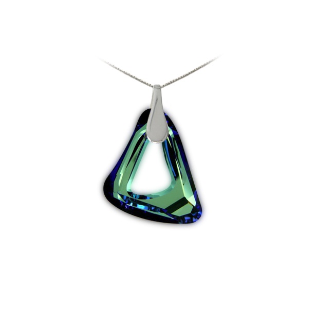 Swarovski stříbrný náhrdelník - Triangle modrozelený 1/2